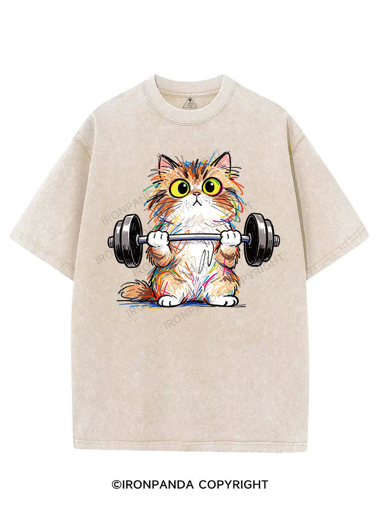 Scribble Kitty Curls VINTAGE GYM SHIRT