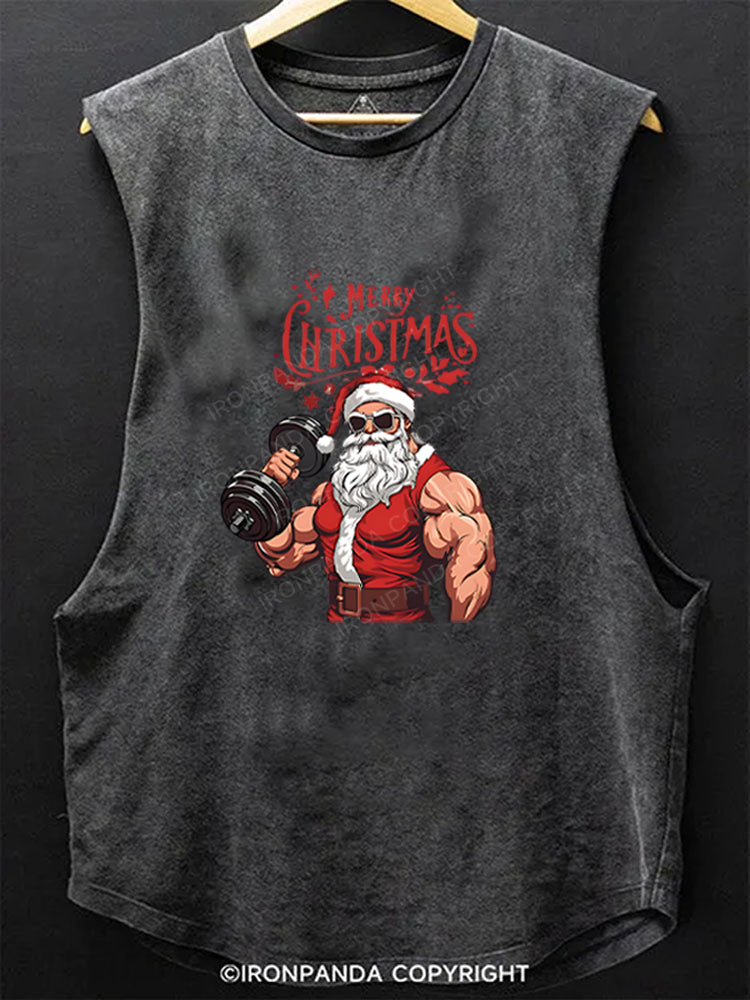 GYM SANTA MERRY CHRISTMAS Scoop Bottom Cotton Tank