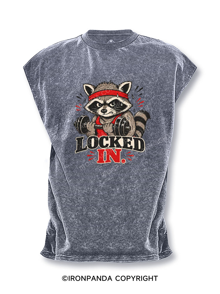 LOCKED IN Raccoon Cut Off Tank