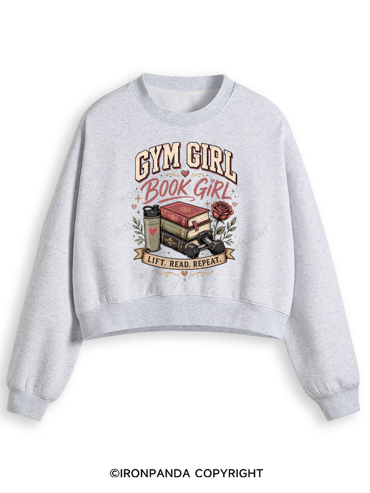 GYM GIRL BOOK GIRL Fleece Crop Sweatshirt