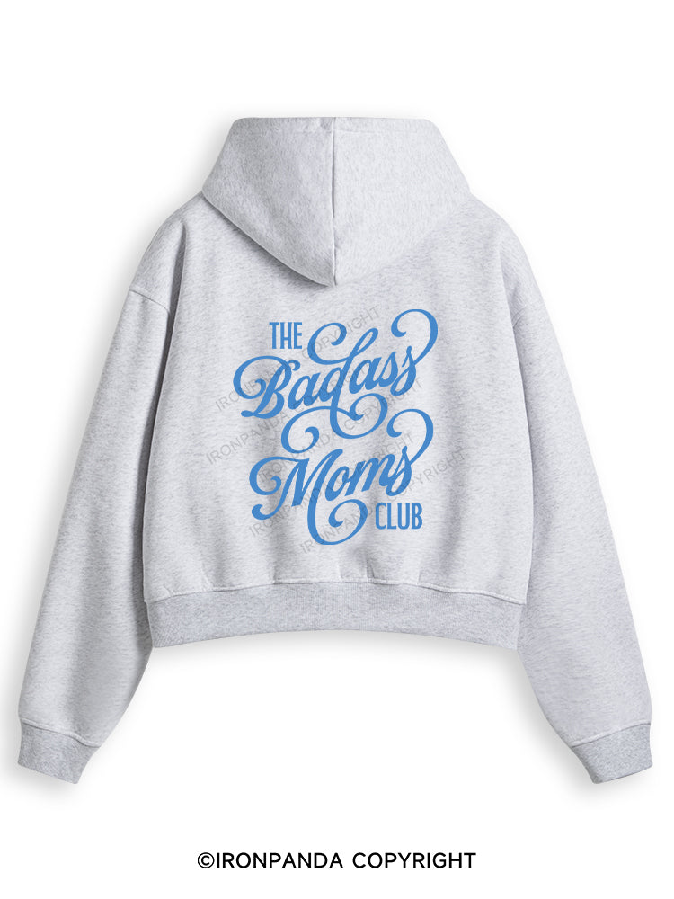 THE BADASS MOMS CLUB Fleece Crop Zip Up Hoodie