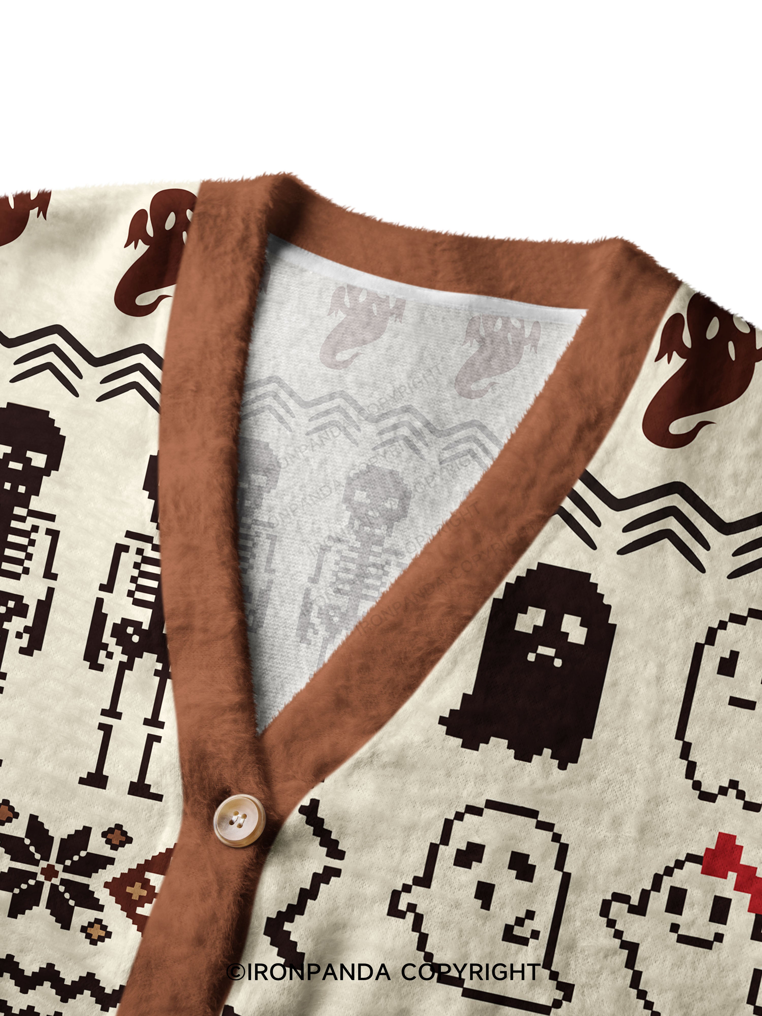 Ghost and Skeleton Workout Spooky Exercise Crop Ugly Cardigan Sweater