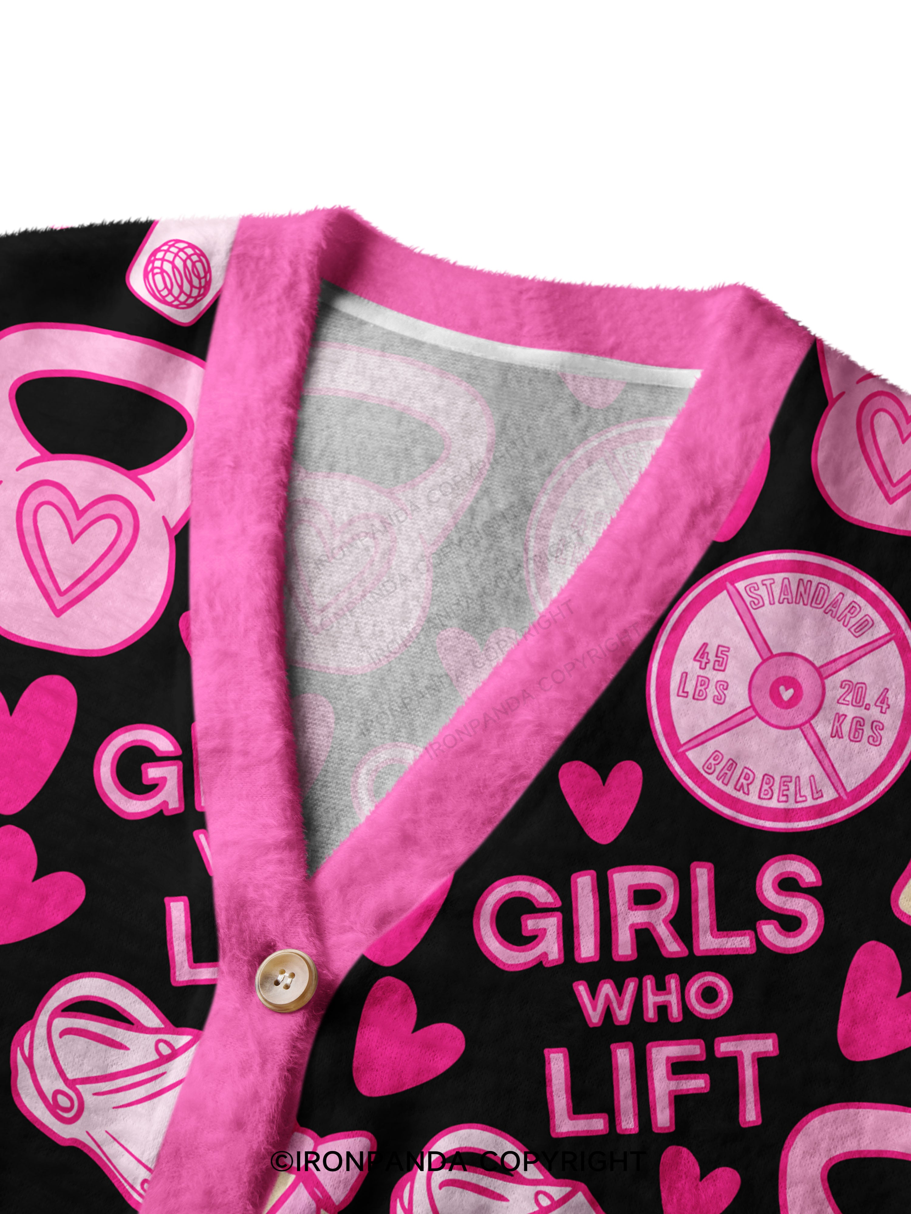 GIRLS WHO LIFT PINK GYM STYLE Crop Ugly Cardigan Sweater