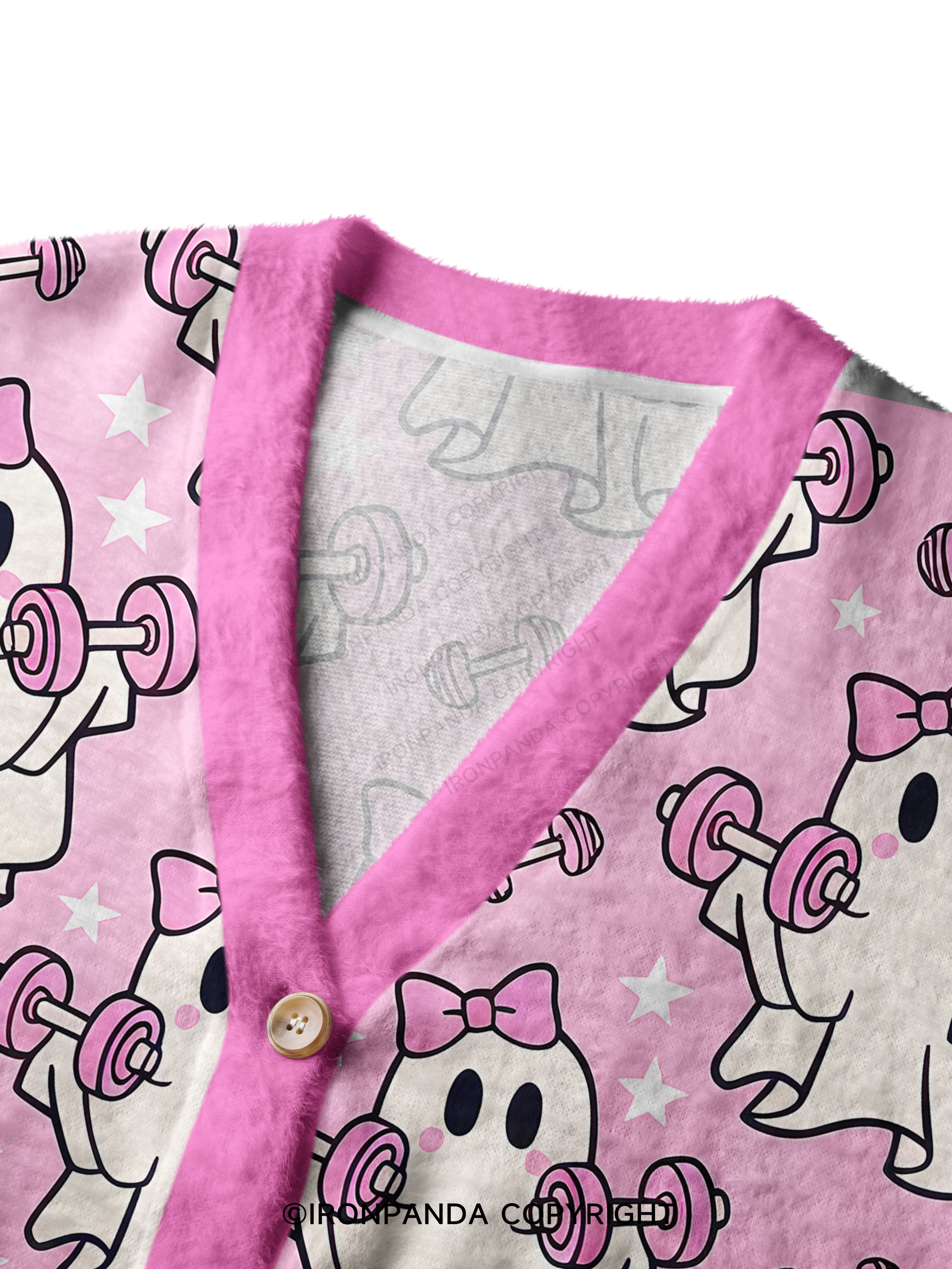 Pink Bow Funny Workout Ghost Crop Ugly Cardigan Sweater