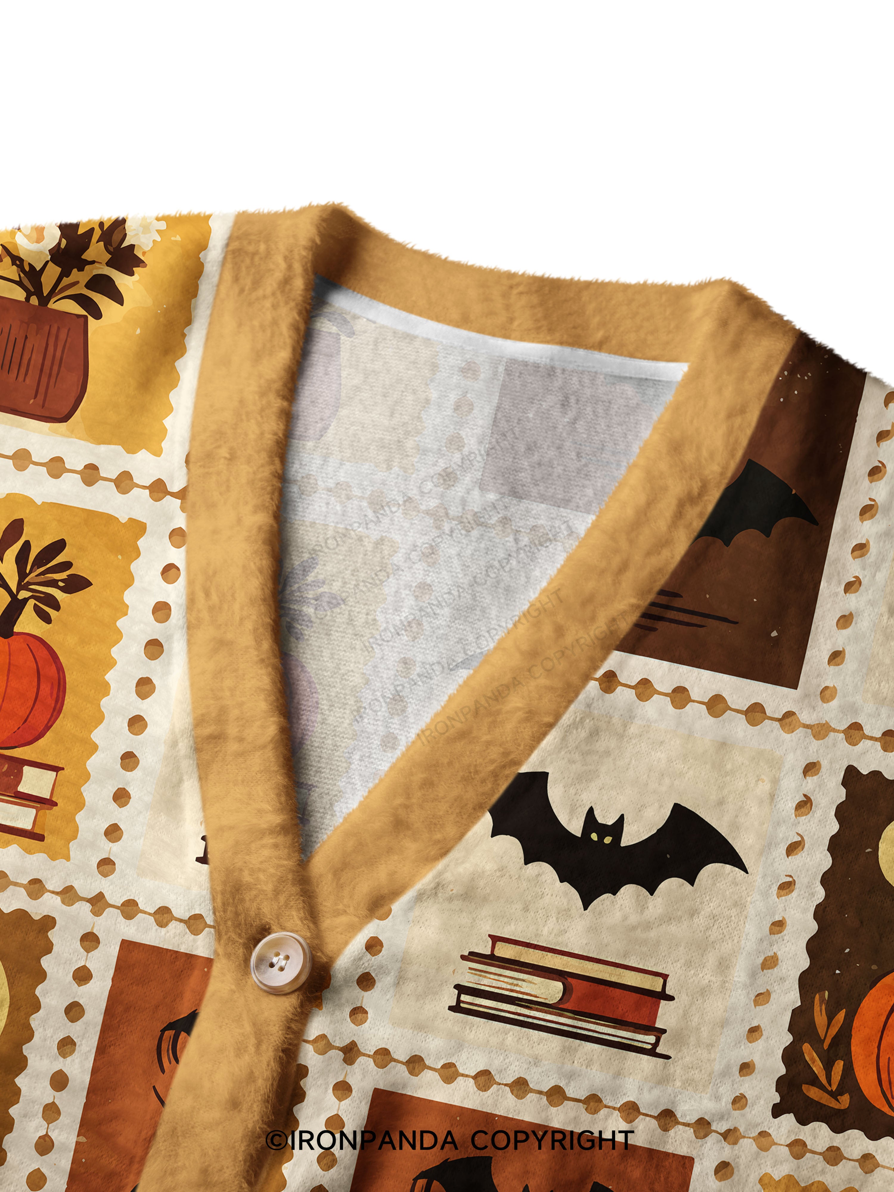 Halloween Fall Fitness Grid Print Crop Ugly Cardigan Sweater