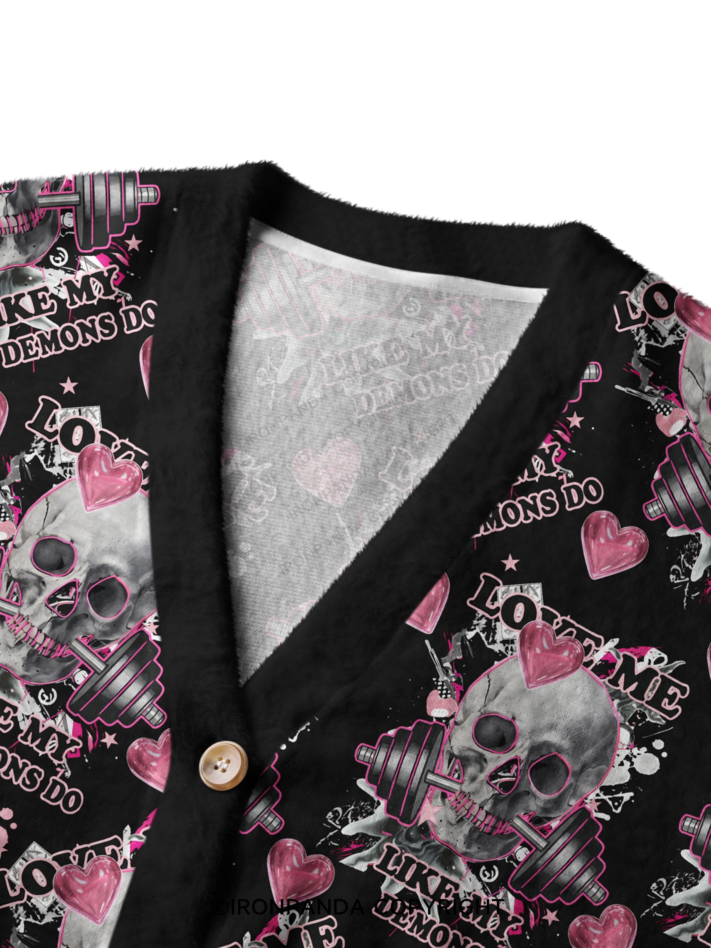 LOVE ME LIKE MY DEMONS DO Crop Ugly Cardigan Sweater