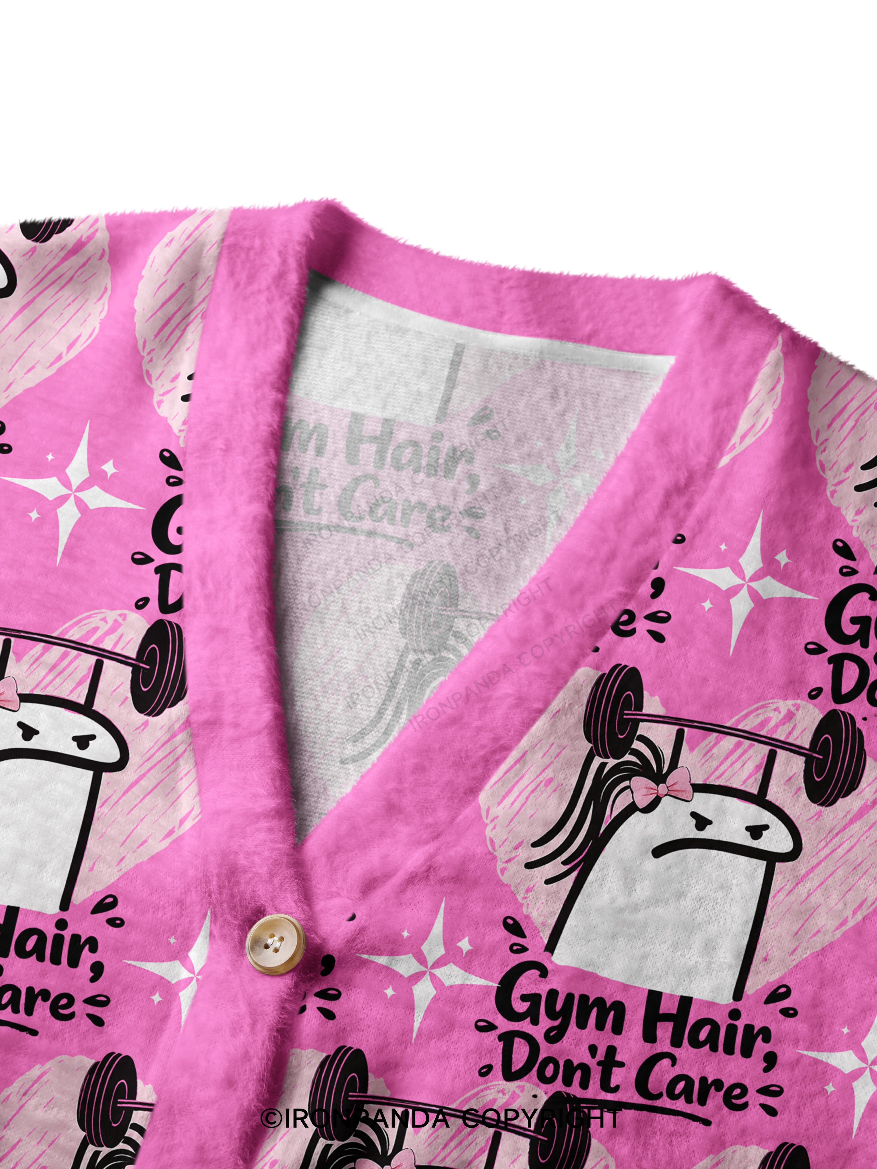 Gym Hair Don't Care Crop Ugly Cardigan Sweater