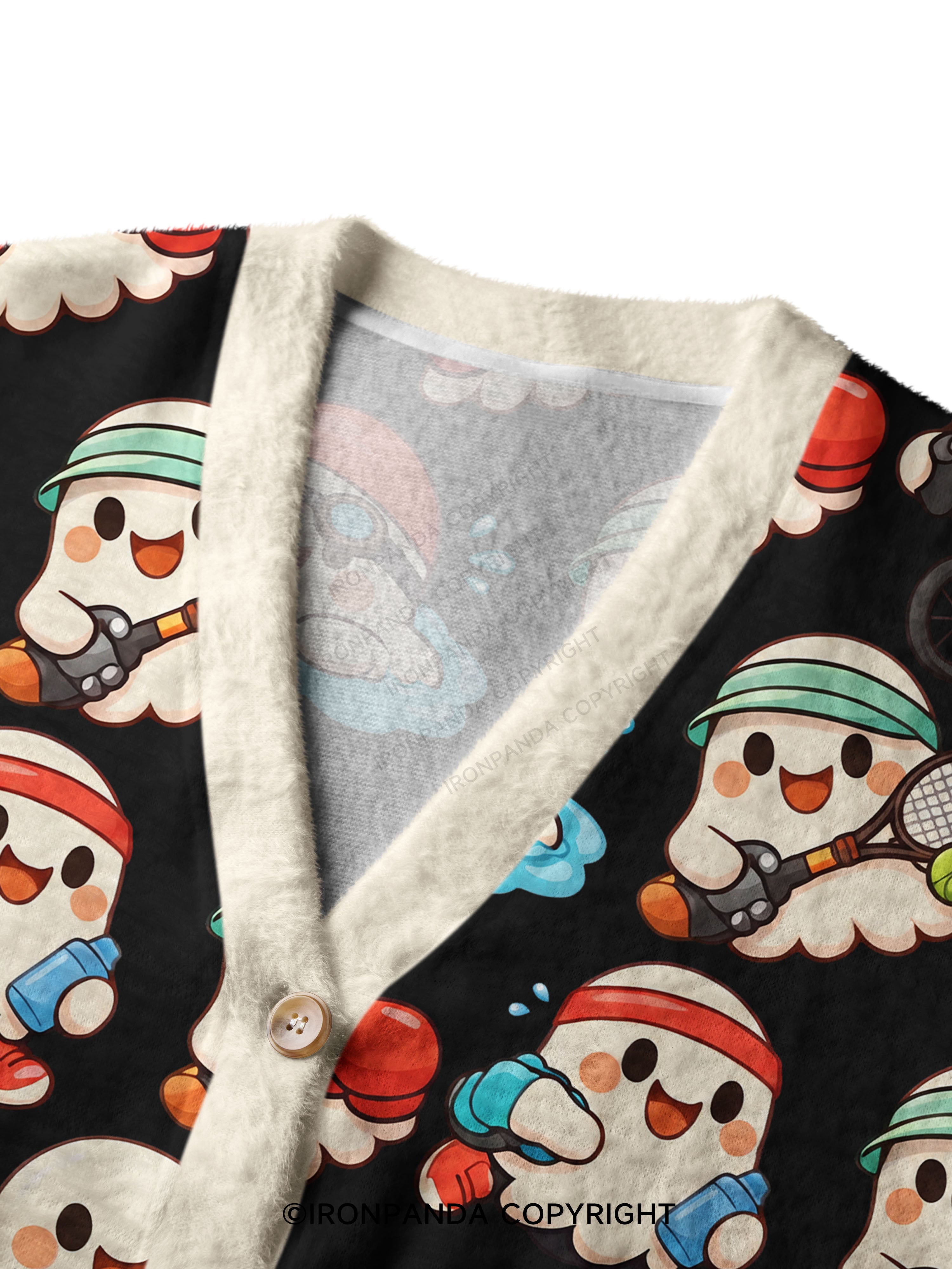 CUTE GHOST SPORTS Crop Ugly Cardigan Sweater
