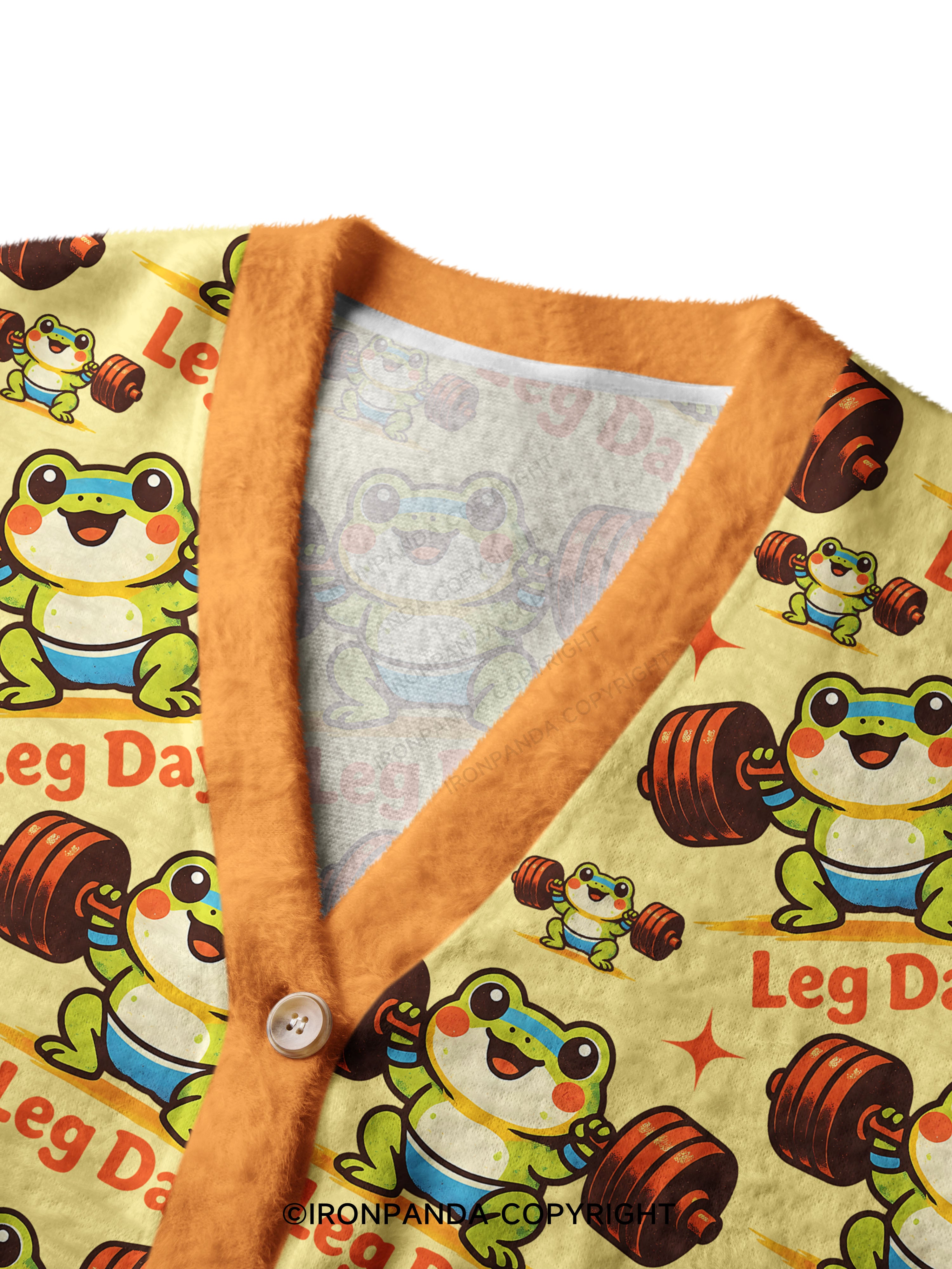 leg day Crop Ugly Cardigan Sweater