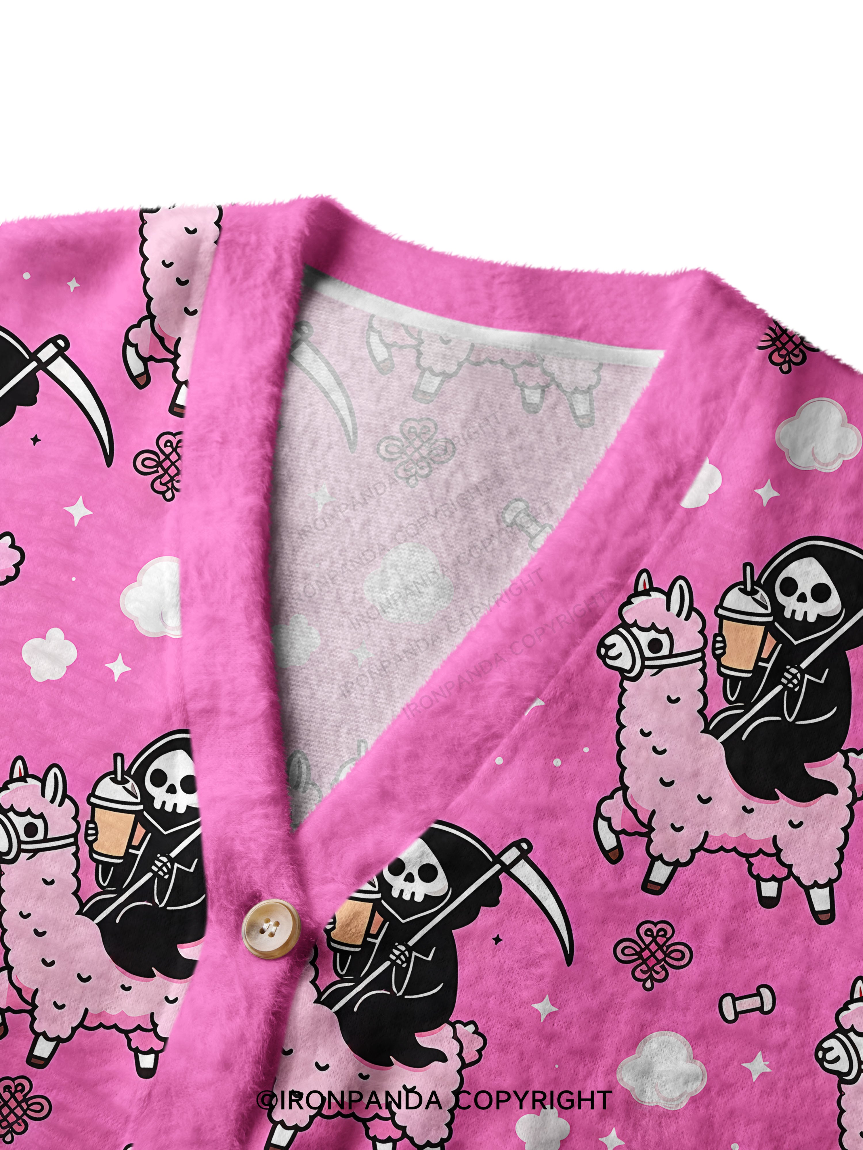 Spooky Cute Alpaca Gym Crop Ugly Cardigan Sweater