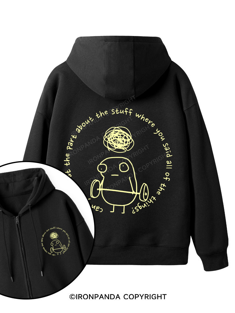 Can you repeat the part about the stuff where you said all of the things? Double-Sided Printed Fleece Zip Up Hoodie