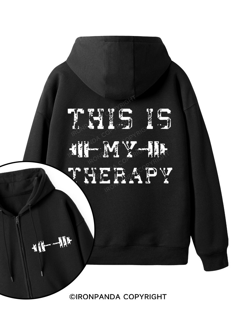 This Is My Therapy Double-Sided Printed Fleece Zip Up Hoodie