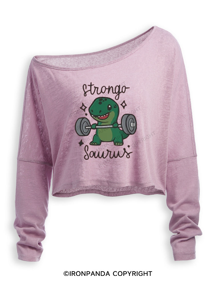 STRONGOSAURUS Off Shoulder Long Sleeve Crop Top