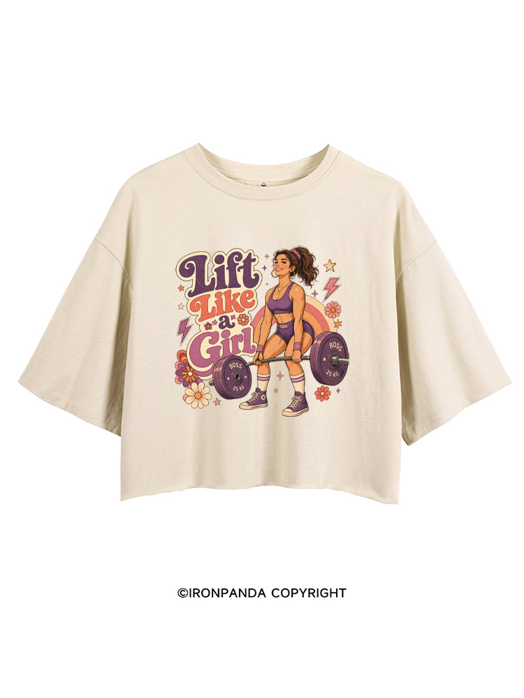 LIFT LIKE A GIRL FUNNY WORKOUT CROP TOPS