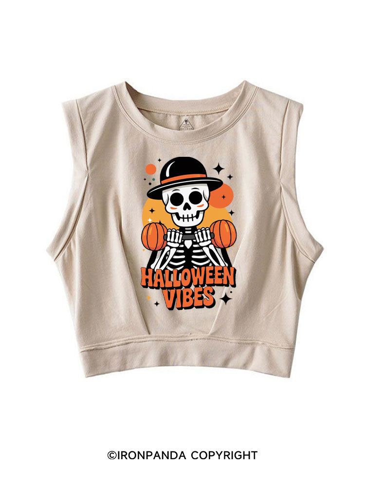 HALLOWEEN VIBES STRONG MIND SLEEVELESS CROP TOPS