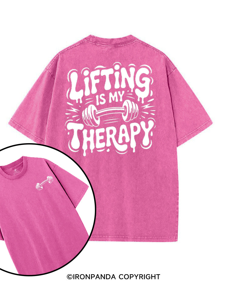 LIFTING IS MY THERAPY POSITIVE GYM VIBE printed Gym Shirt