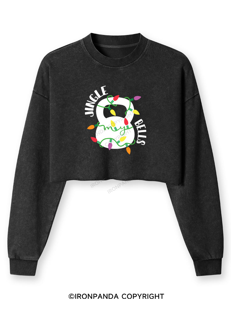 JINGLE MY BELLS Washed Long-Sleeve Crop Top