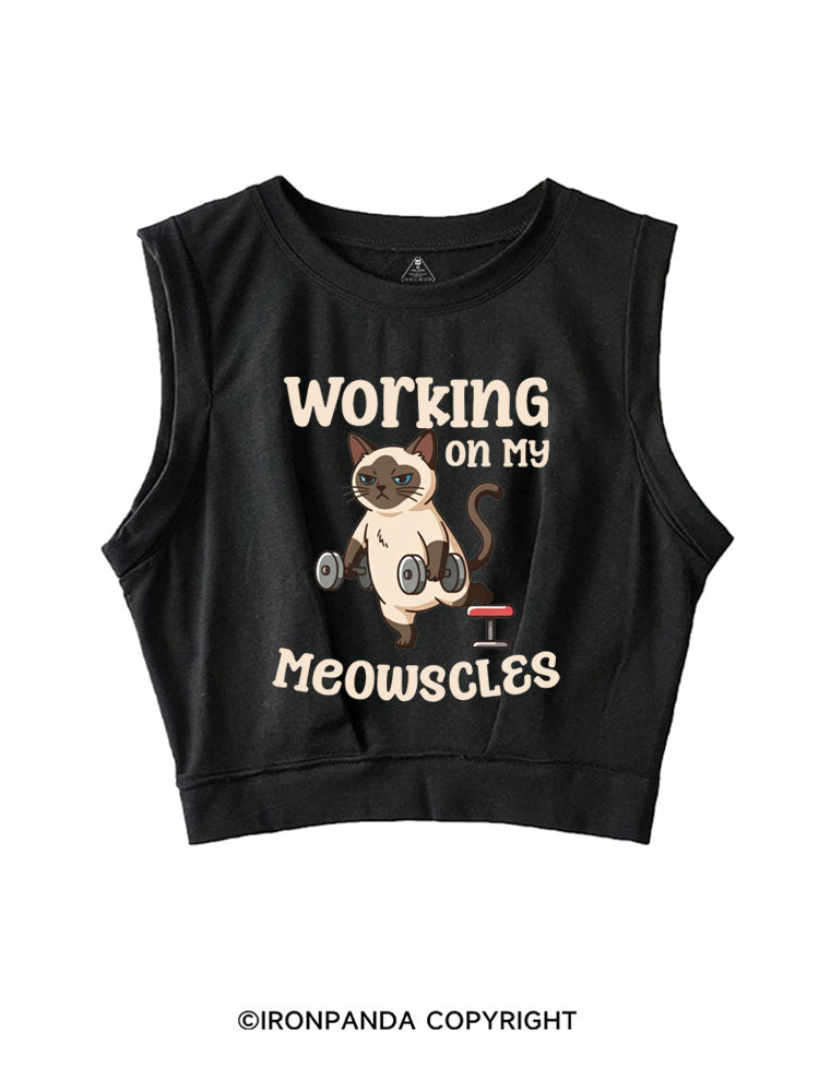 WORKING ON MY MEOWSCLES GYM KITTY SLEEVELESS CROP TOPS