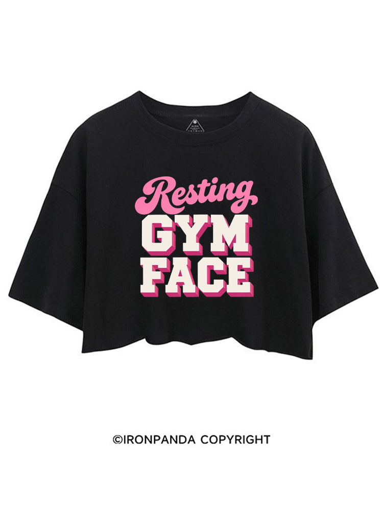 RESTING GYM FACE FUNNY WORKOUT CROP TOPS