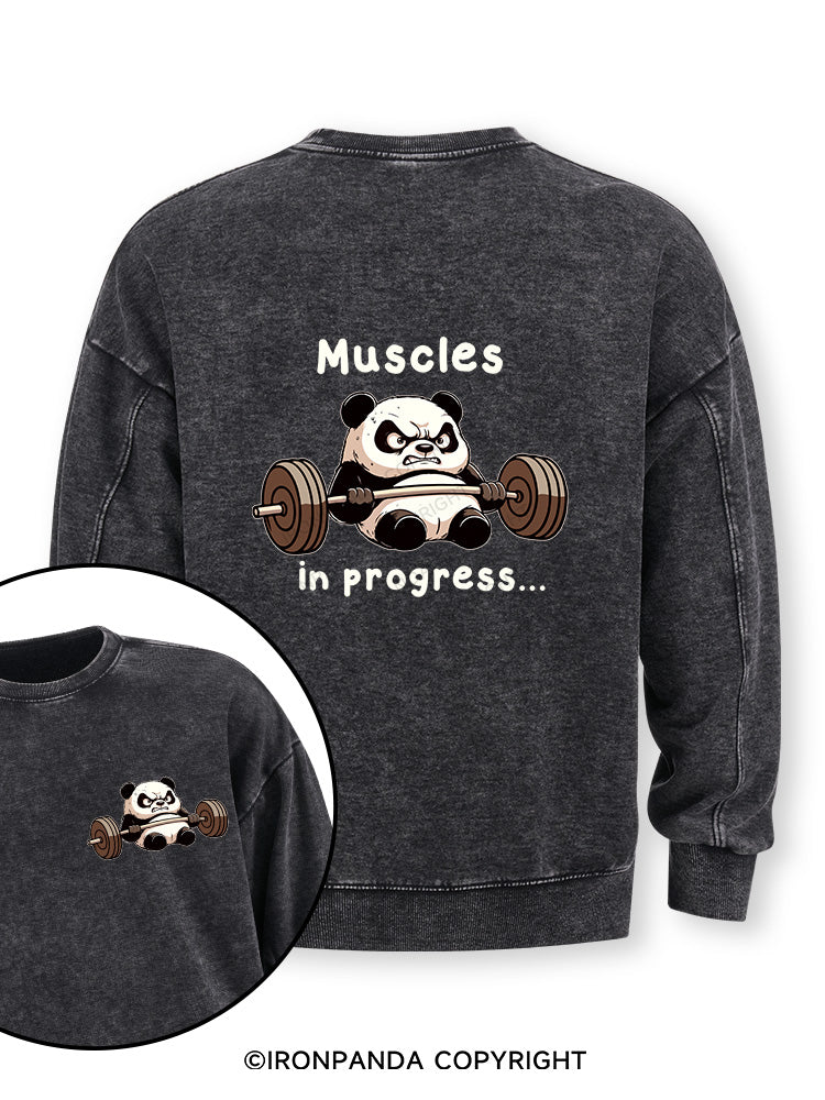 muscles in progress Double-Sided Printed Washed Sweatshirt