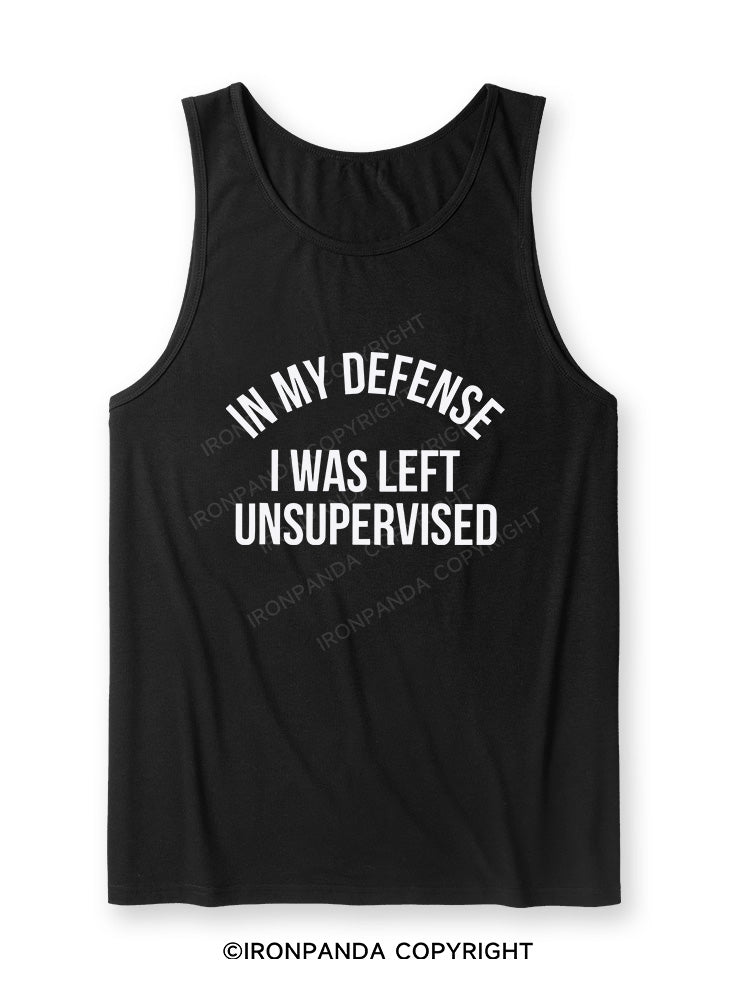 IN MY DEFENSE I WAS LEFT UNSUPERVISED Ultra Soft Heather Tank
