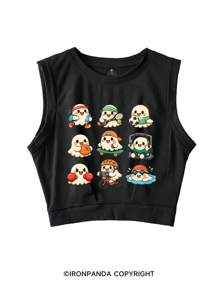 CUTE GHOST SPORTS SLEEVELESS CROP TOPS