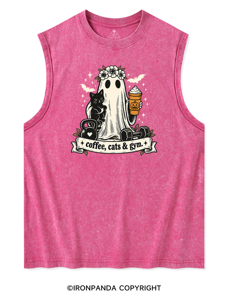 COFFEE, CATS & GYM HAPPY HALLOWEEN Washed Tank