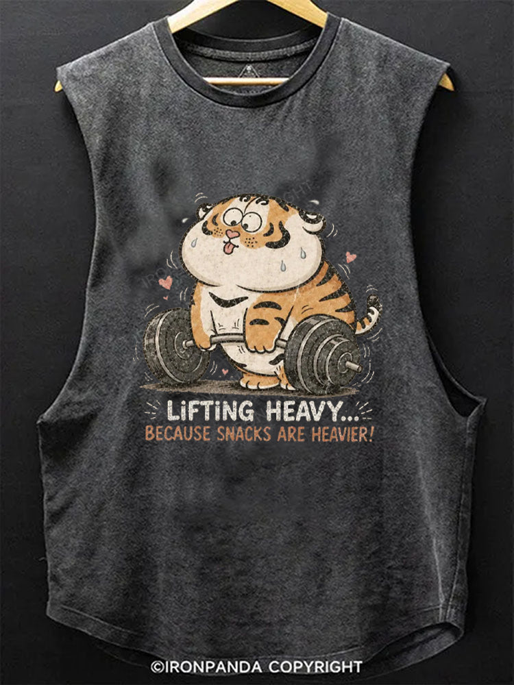 Lifting Heavy... Because Snacks Are Heavier! Scoop Bottom Cotton Tank Scoop Bottom Cotton Tank