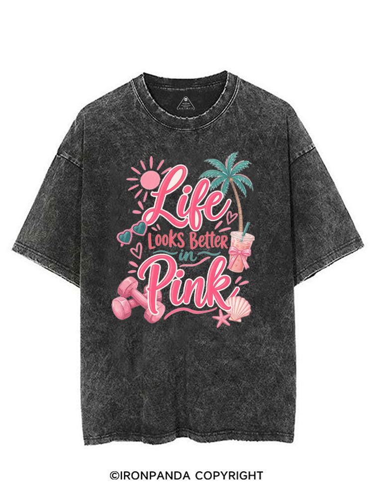 LIFE LOOKS BETTER IN PINK VINTAGE GYM SHIRT