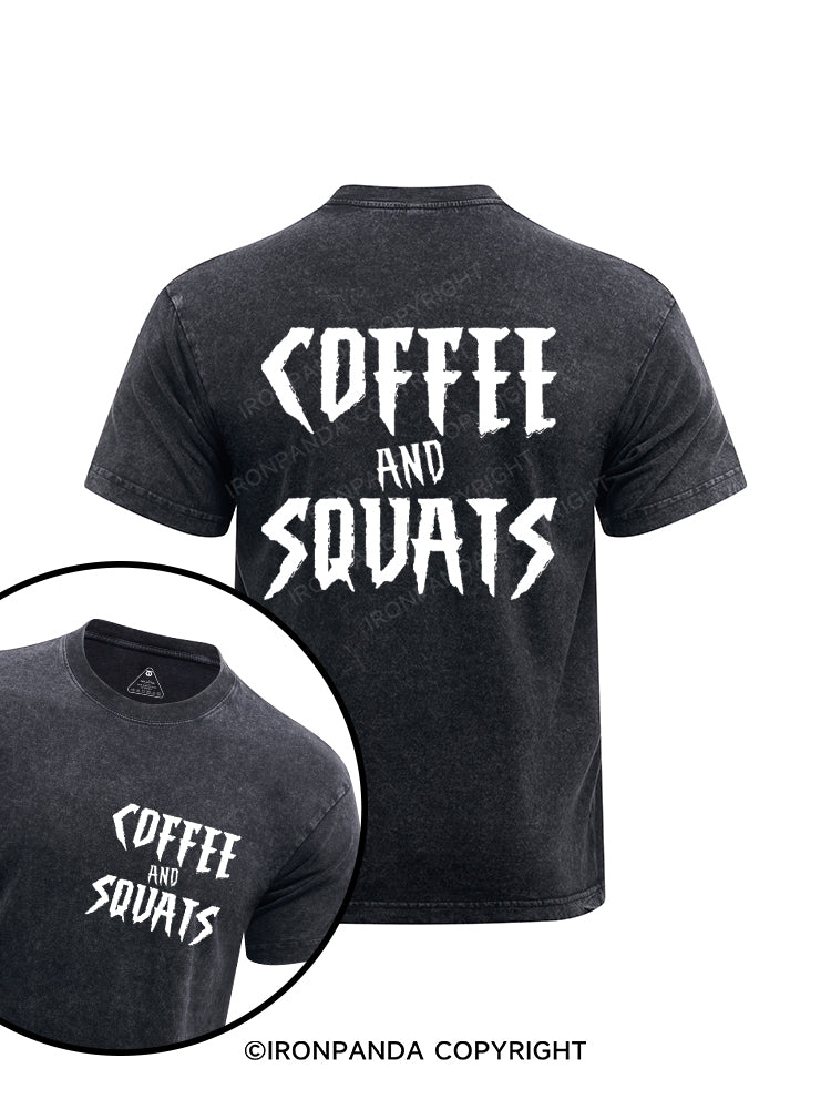 Coffee And Squats Printed Washed Gym Shirt