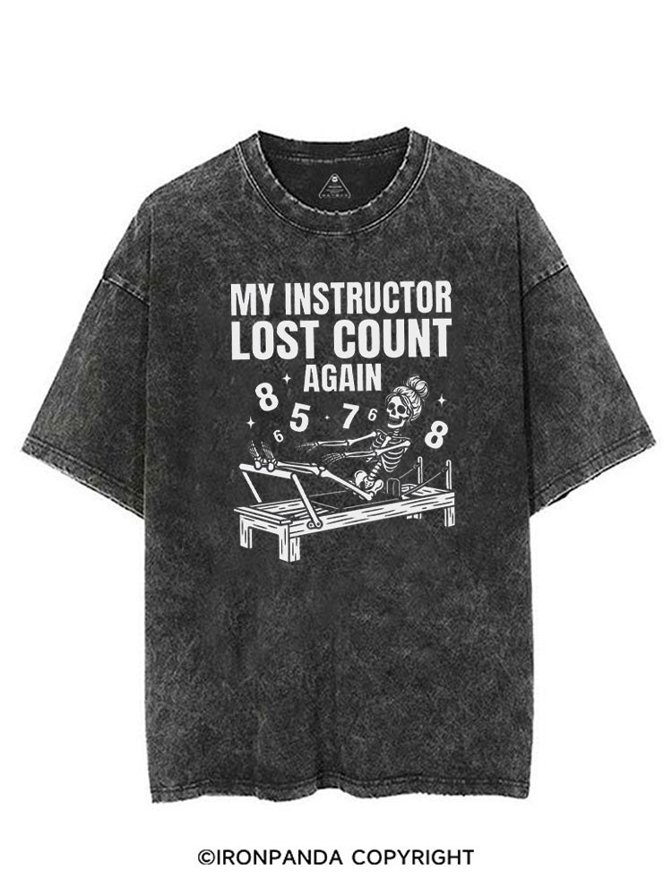 MY INSTRUCTOR LOST COUNT AGAIN SKELETON REFORMER VINTAGE GYM SHIRT