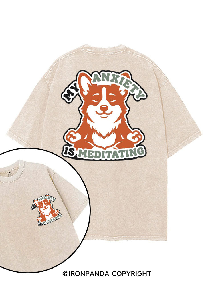 MY ANXIETY IS MEDITATING printed Gym Shirt