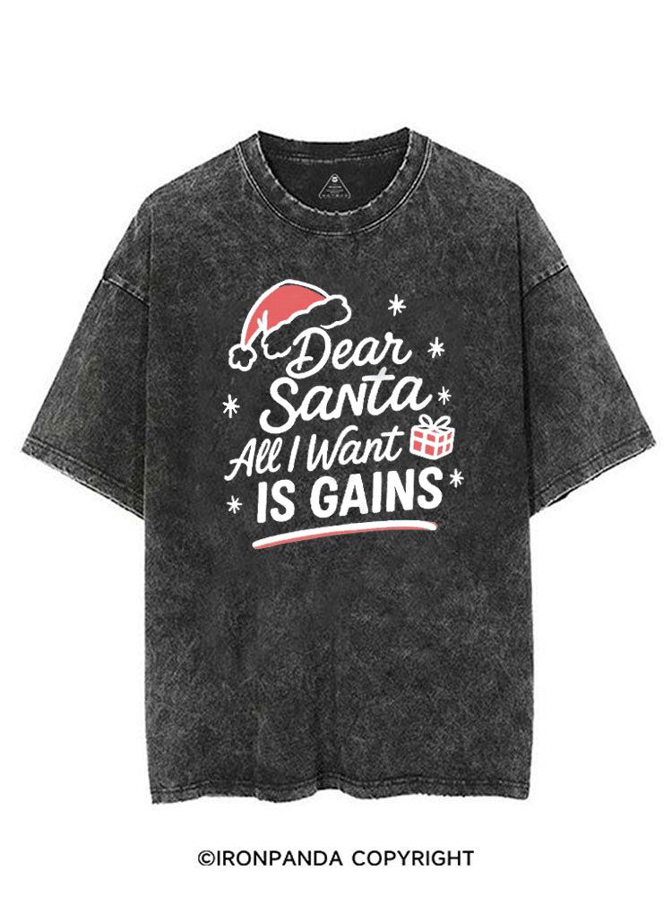 DEAR SANTA ALL I WANT IS GAINS VINTAGE GYM SHIRT