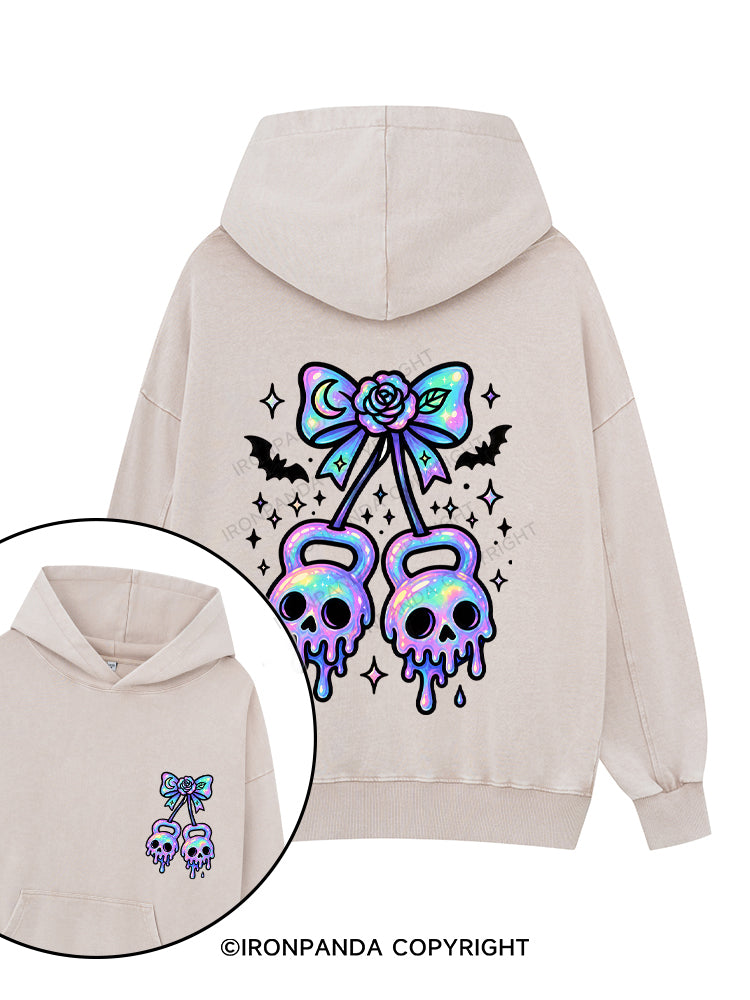 GHOST DRIP KETTLEBELLS Printed Washed Gym Hoodie