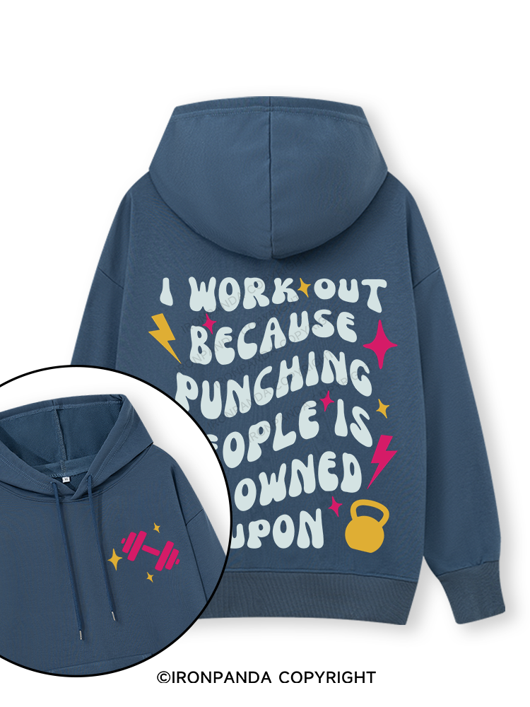 I Workout Because Punching People Is Frowned Upon Double-Sided Printed Classic Gym Hoodie