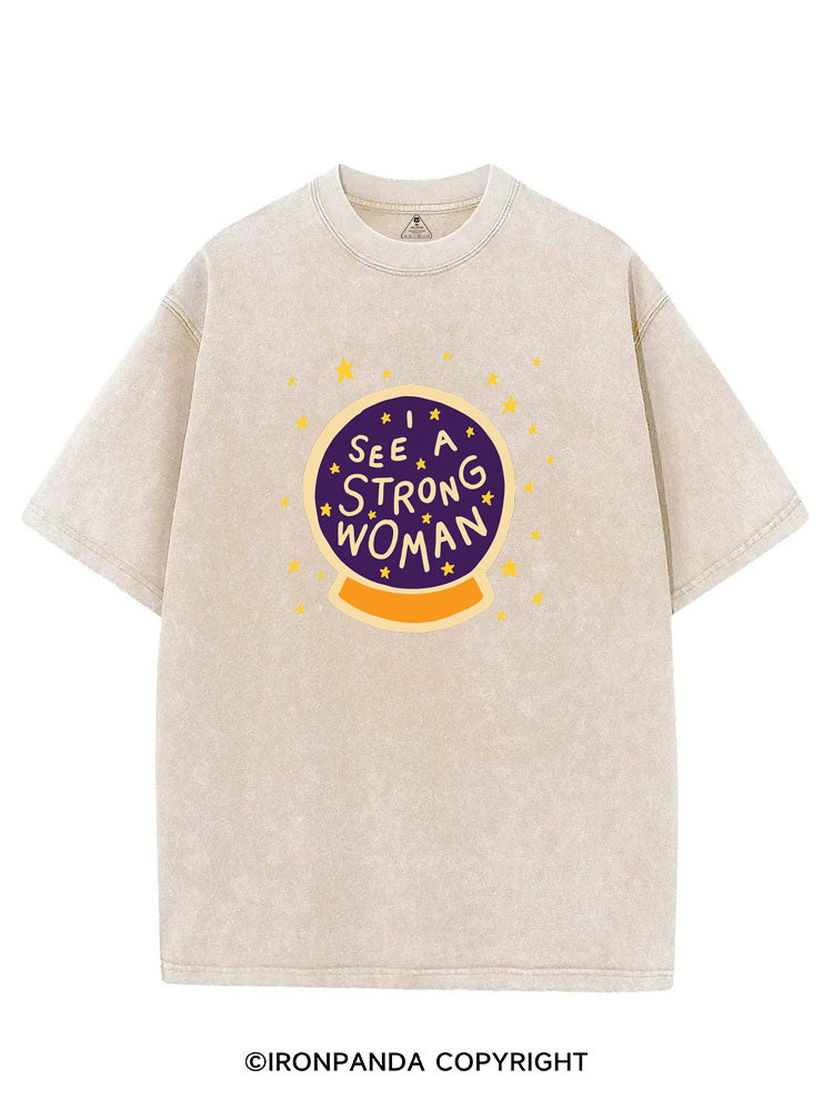 I see a strong woman Crystal Ball VINTAGE GYM SHIRT