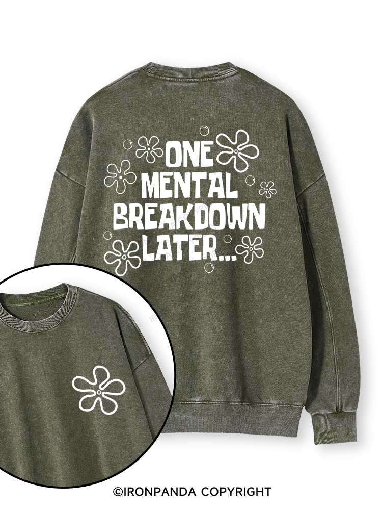 ONE MENTAL BREAKDOWN LATER Double-Sided Printed Washed Sweatshirt