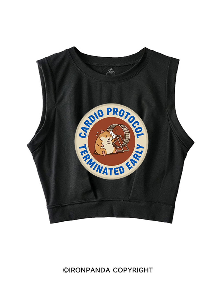 CARDIO PROTOCOL TERMINATED EARLY SLEEVELESS CROP TOPS
