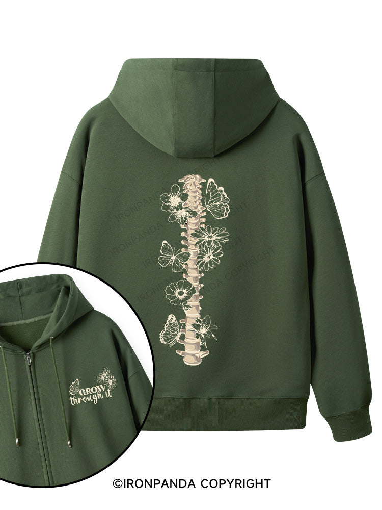 Grow Through It Double-Sided Printed Fleece Zip Up Hoodie
