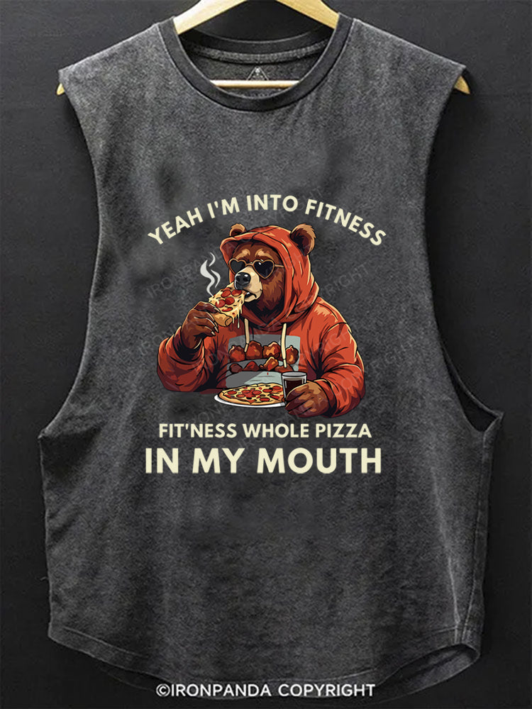 Funny Bear Fitness Pun Pizza Scoop Bottom Cotton Tank