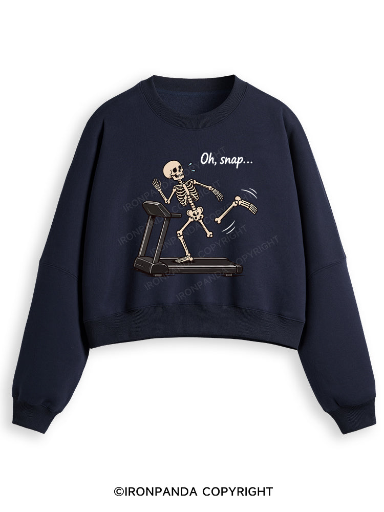 Oh Snap Funny Skeleton Fleece Crop Sweatshirt