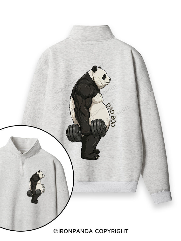 Dad Bod Panda Double-Sided Printed Quarter-Zip Fleece Sweatshirt