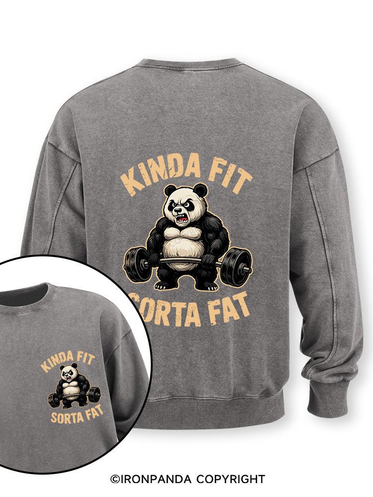 KINDA FIT SORTA FAT PANDA Double-Sided Printed Washed Sweatshirt