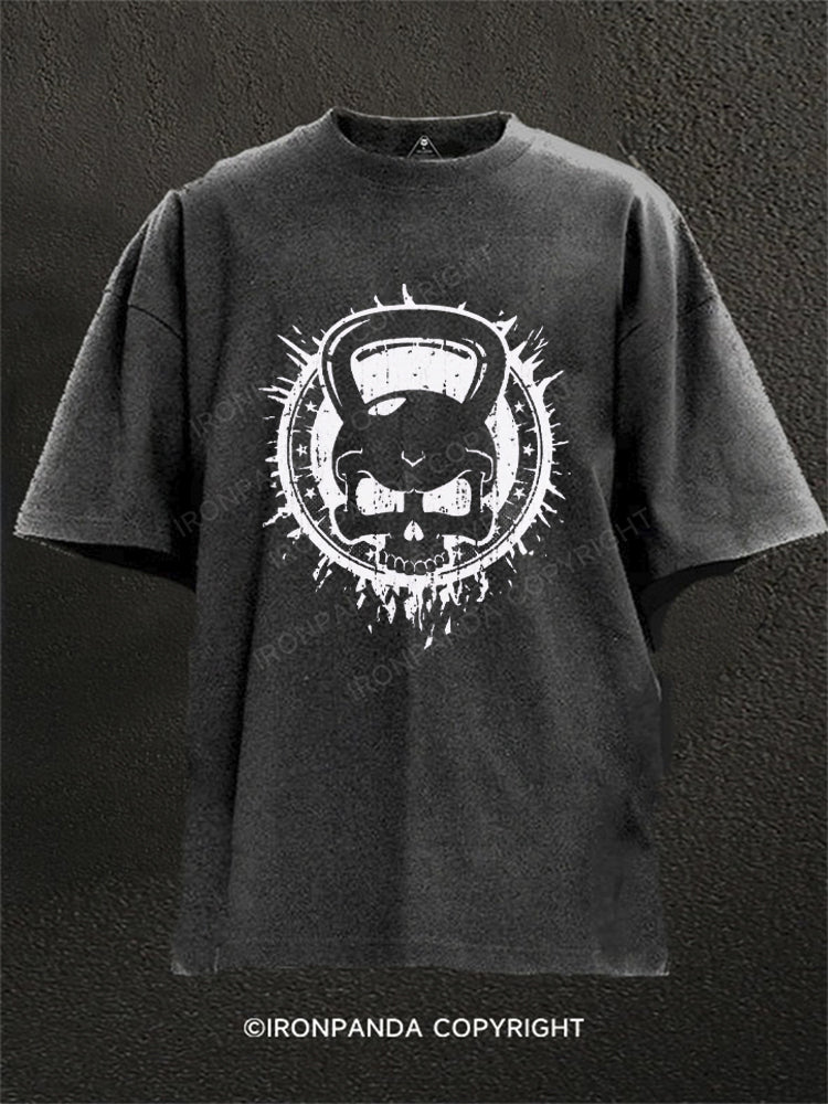 Kettlebell Skull Washed Gym Shirt