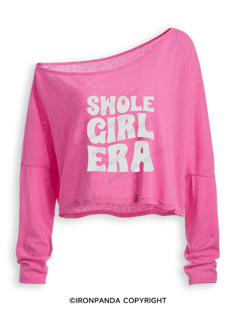 SWOLE GIRL ERA Off Shoulder Long Sleeve Crop Top