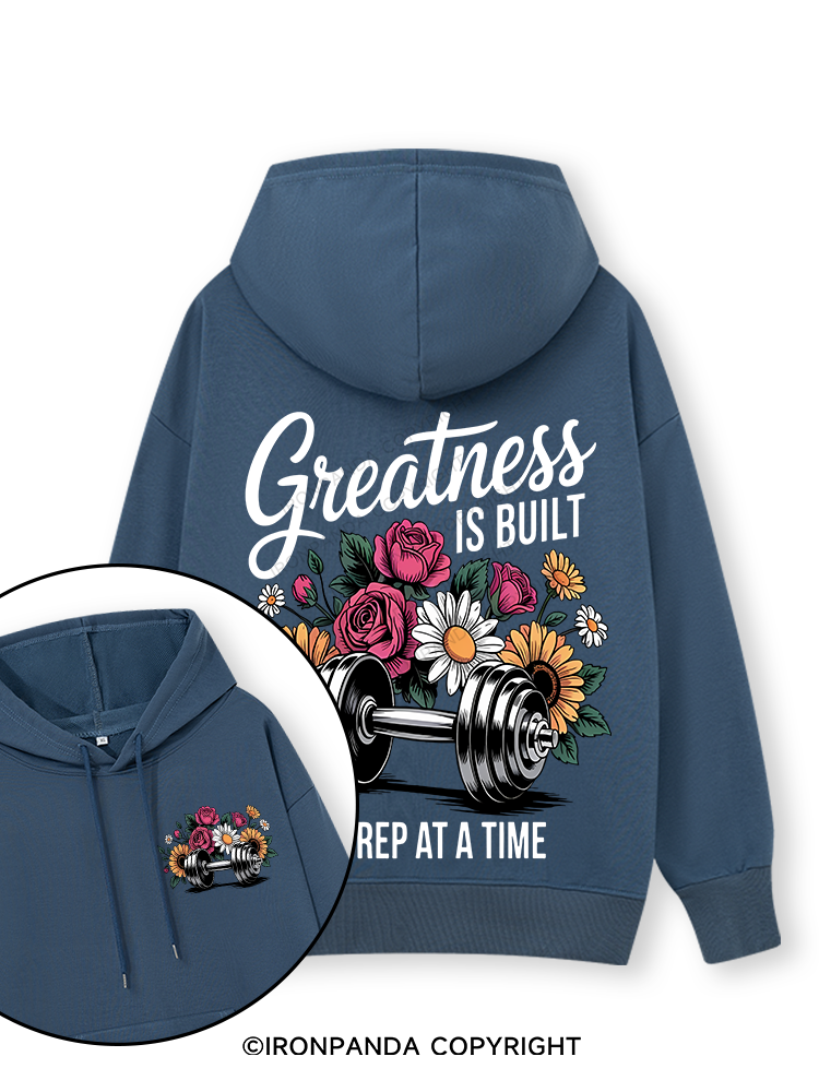 GREATNESS IS BUILT ONE REP AT A TIME  COLOR Double-Sided Printed Classic Gym Hoodie