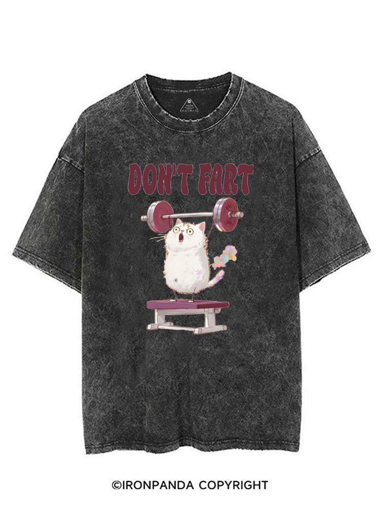 DON'T FART CUTE FUNNY KITTY VINTAGE GYM SHIRT