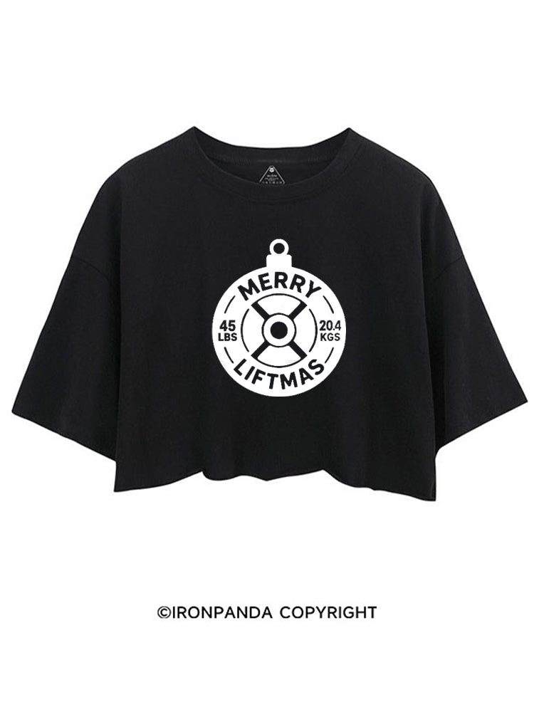 MERRY LIFTMAS WEIGHT PLATE ORNAMENT CROP TOPS