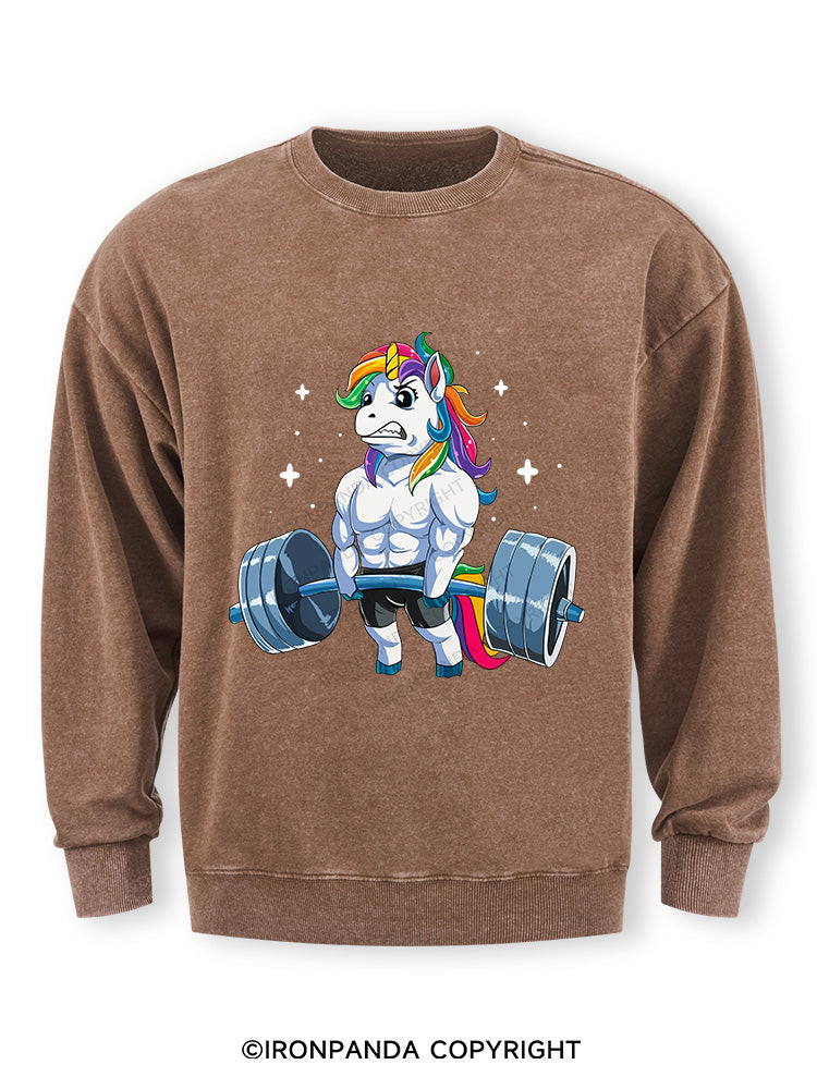 Weightlifting Unicorn Washed Sweatshirt
