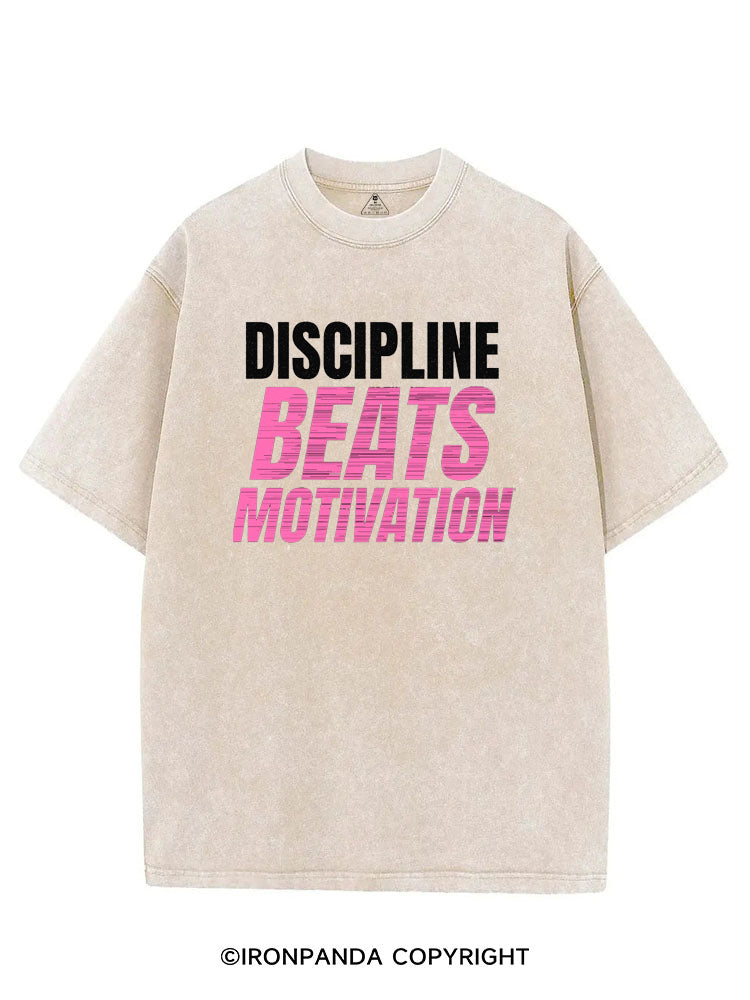 DISCIPLINE BEATS MOTIVATION VINTAGE GYM SHIRT